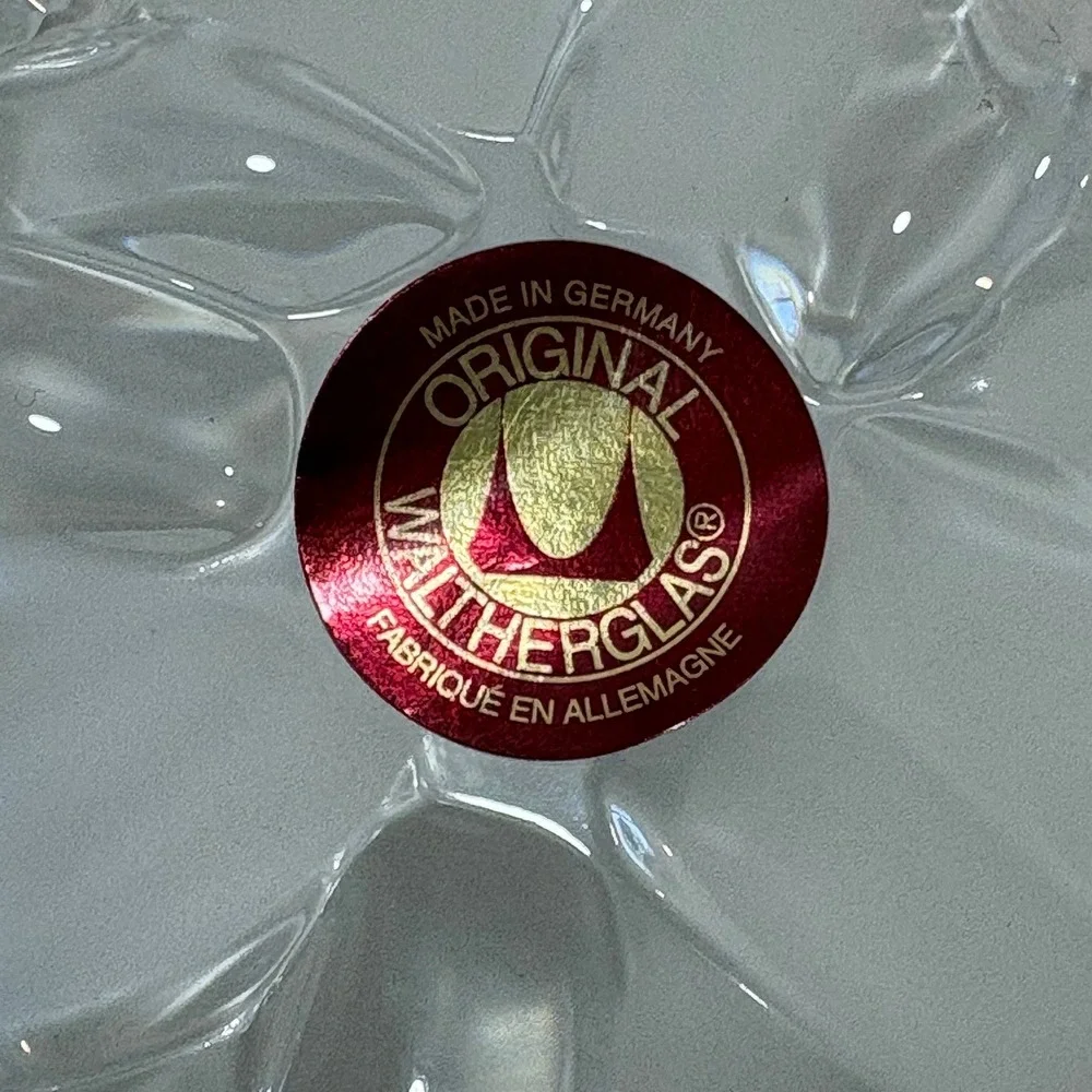 Walther Glas Tulip Bowl Frosted Clear Crystal West Germany Vtg Scalloped 6.5